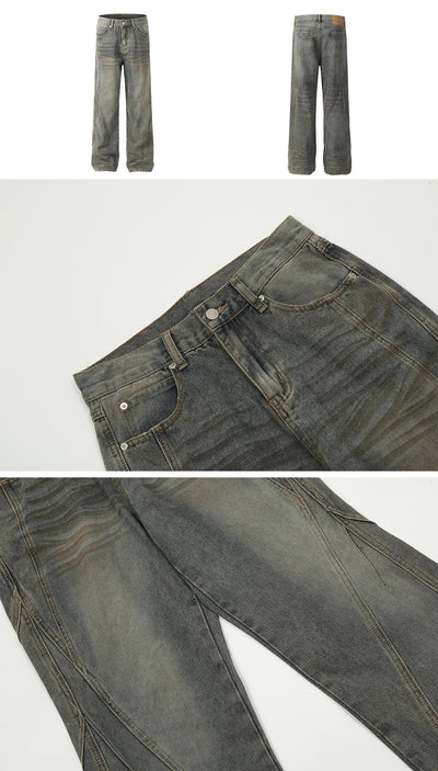 RT No. 11603 MUD BLUE RECONSTRUCTED DENIM STRAIGHT JEANS