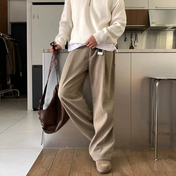 RT No. 12331 KHAKI BROWN PLEATED STRAIGHT PANTS