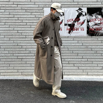 RT No. 10613 BROWN WOOLEN TRENCH COAT