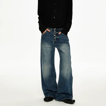 RT No. 50026 WASHED DENIM STRAIGHT JEANS