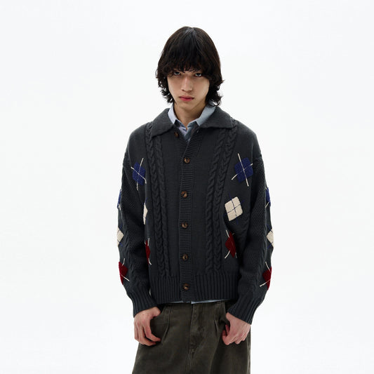 RT No. 32098 KNITWEAR DIAMOND LAZY CARDIGAN JACKET