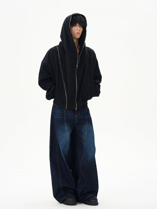 RT No. 12224 DARK BLUE RECONSTRUCTED DENIM SCIMITAR JEANS