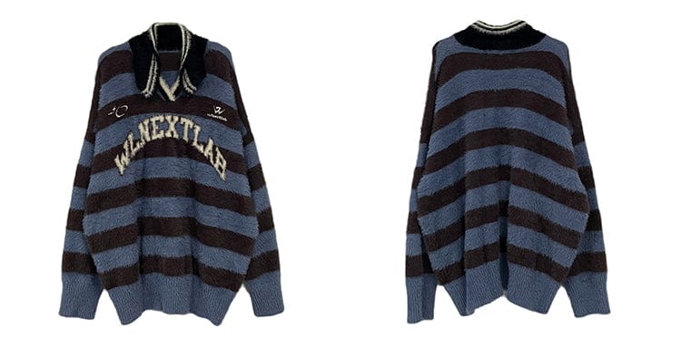RT No. 10012 KNIT LETTERED COLLAR SWEATER