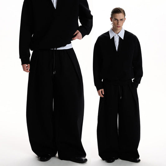 RT No. 59058 TWO-PIECE V-NECK POLO SWEATER & SILHOUETTE SWEATPANTS