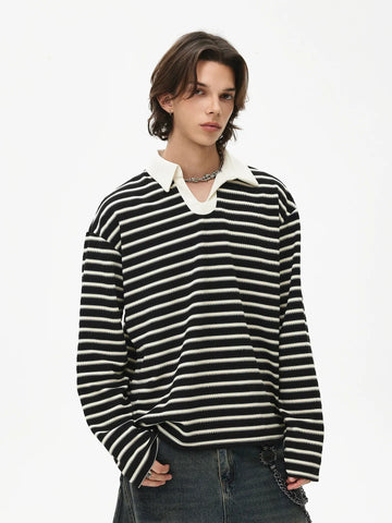 RT No. 50133 KNITWEAR STRIPED COLLAR LONGSLEEVE