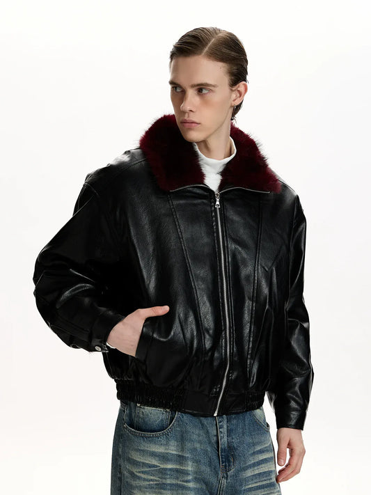RT No. 50112 FUR COLLAR LEATHER JACKET