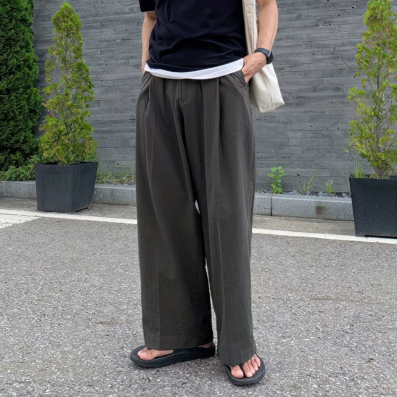 RT No. 11886 FOLDED PLEATED STRAIGHT PANTS