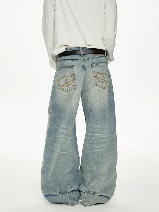 RT No. 50007 LIGHT BLUE WHISKER WASH DENIM JEANS