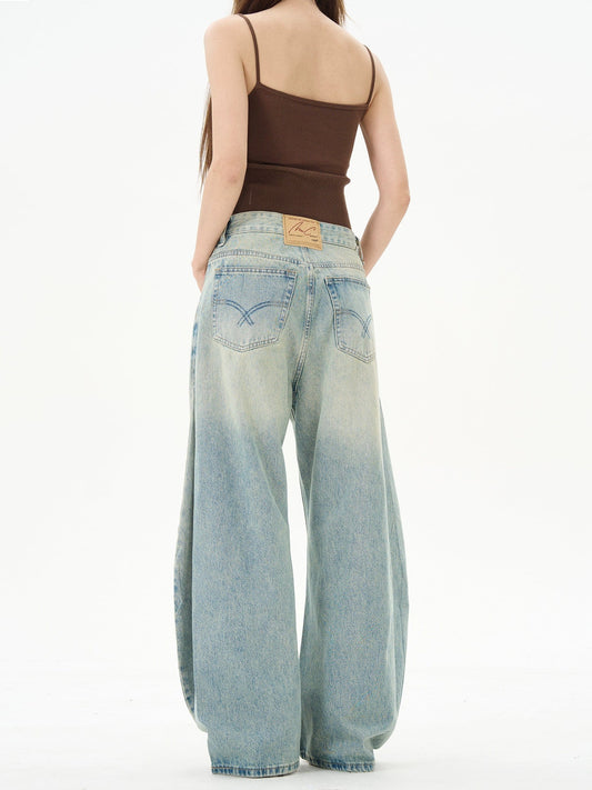 RT No. 12222 WHISKER BLUE DENIM STRAIGHT JEANS