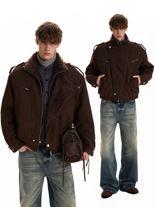 RT No. 58023 WOOLEN TRENCH FUR COLLAR JACKET