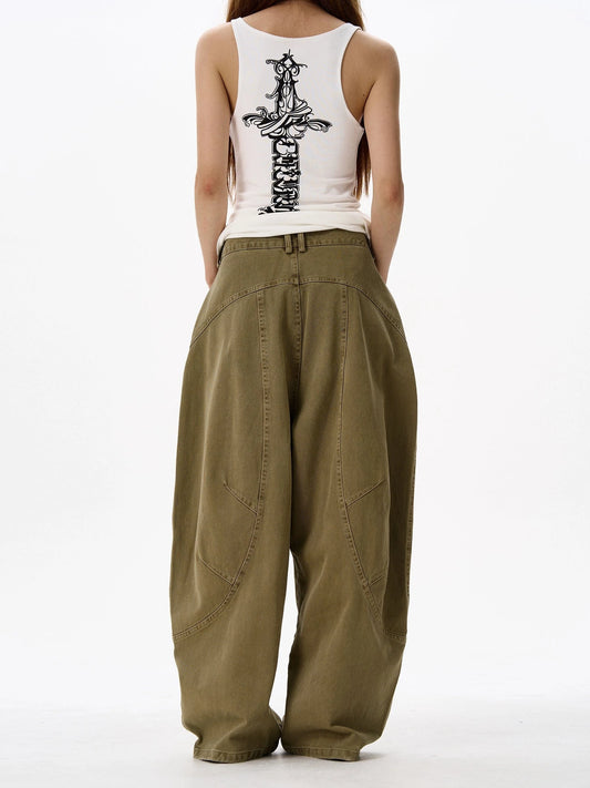 RT No. 18141 RECONSTRUCTED WIDE STRAIGHT PANTS