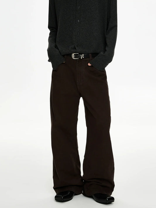 RT No. 50032 DARK BROWN SILHOUETTE STRAIGHT PANTS