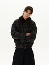 RT No. 59012 WOOLEN PLAID FUR COLLAR JACKET