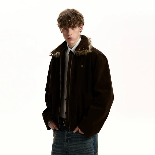 RT No. 40760 SUEDE FUR COLLAR JACKET