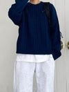 RT No. 12404 TWIST KNIT NAVY BLUE SWEATER