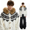 RT No. 50014 KNITWEAR DIAMOND FUR HOODIE