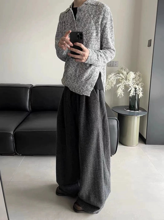 RT No. 18014 WOOLEN PLEATED STRAIGHT PANTS