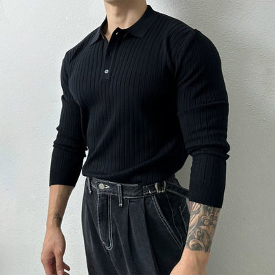 RT No. 10935 KNIT VERTICAL POLO LONGSLEEVE