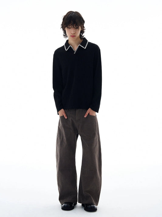 RT No. 25061 KNITWEAR STITCHED COLLAR SWEATER