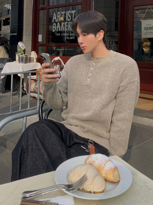 RT No. 45003 KNITWEAR HENLEY COLLAR SWEATER