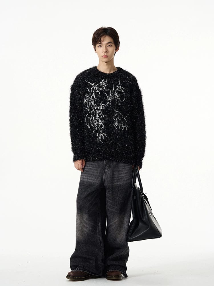 RT No. 12000 KNIT BLACK GRAPHIC CYBERSIGILISM SWEATER