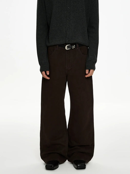 RT No. 50032 DARK BROWN SILHOUETTE STRAIGHT PANTS