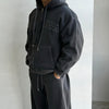 RT No. 12435 DARK GRAY ZIP LETTERED HOODIE & BAGGY SWEATPANTS