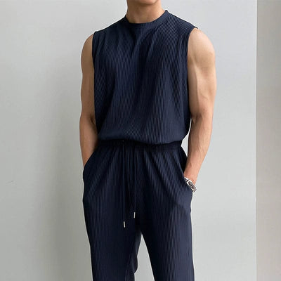 RT No. 11931 PLEATED SLEEVELESS SHIRT & WIDE DRAWSTRING PANTS