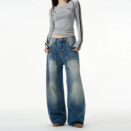 RT No. 18701 RECONSTRUCTED WASHED BLUE DENIM JEANS