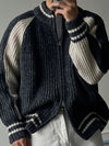 RT No. 12109 KNIT CONTRAST ZIP-UP SWEATER