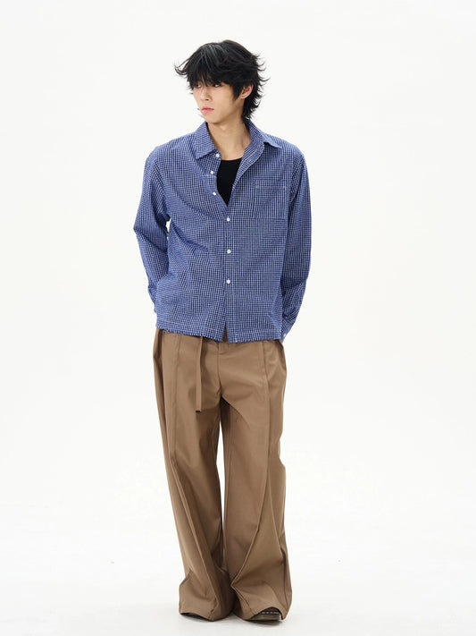 RT No. 18161 BLUE GRID BUTTON-UP SHIRT