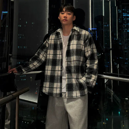 RT No. 42104 PLAID BUTTON-UP SHIRT JACKET