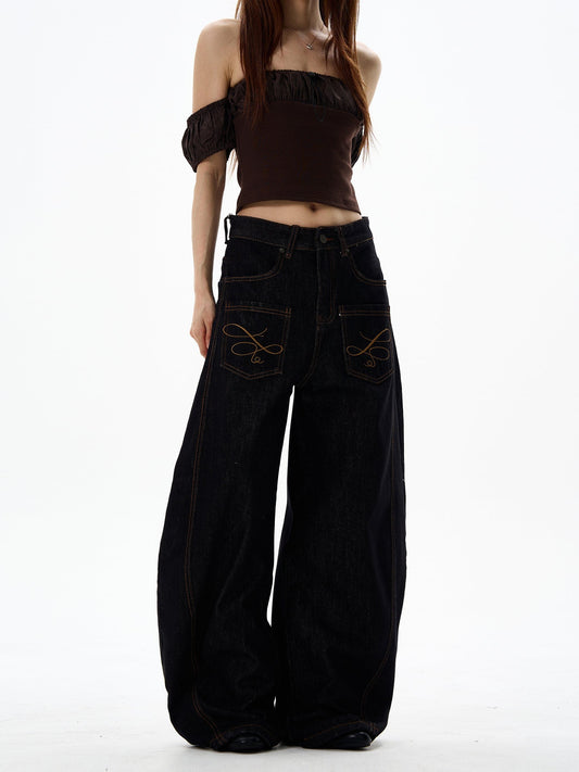 RT No. 12684 BLACK MACHETE DENIM STRAIGHT JEANS