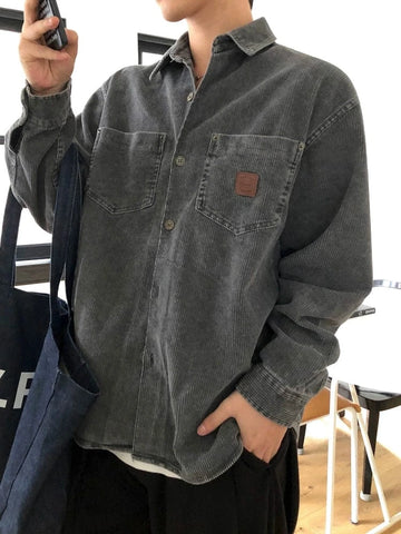 RT No. 32034 GRAY CORDUROY BUTTON-UP SHIRT