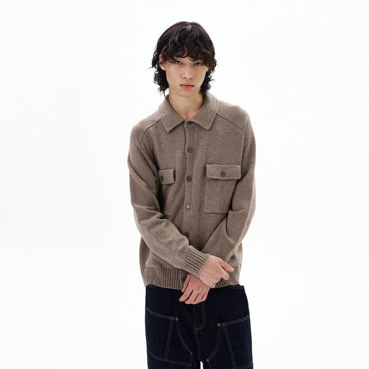 RT No. 29008 BROWN KNITWEAR BUTTON-UP CARDIGAN