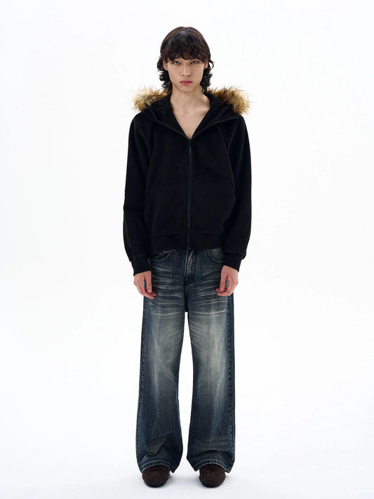 RT No. 32502 VELVET FUR ZIP HOODIE