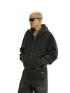 RT No. 11446 WASHED BLACK ZIP-UP HOODIE