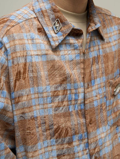 RT No. 10034 BROWN PLAID SHIRT JK