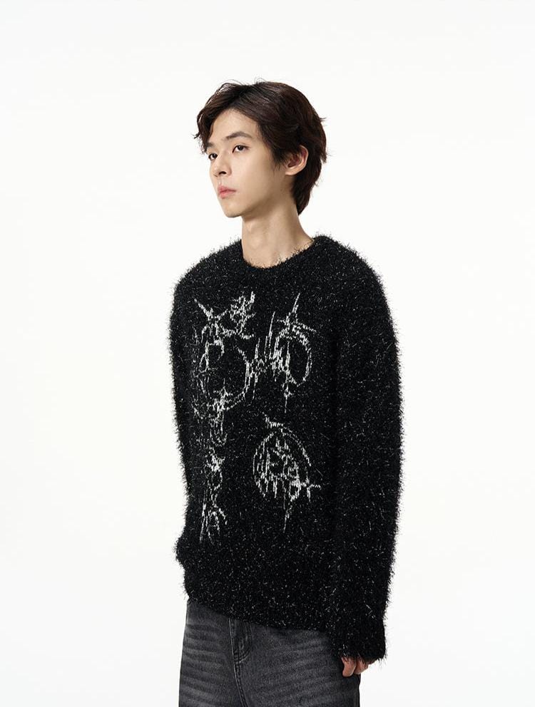 RT No. 12000 KNIT BLACK GRAPHIC CYBERSIGILISM SWEATER