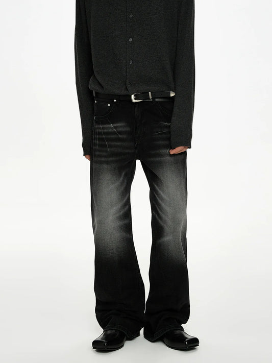 RT No. 50028 BLACK WASHED STRAIGHT DENIM JEANS