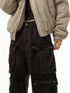 RT No. 10709 WASHED BROWN CARGO STRAIGHT DENIM PANTS