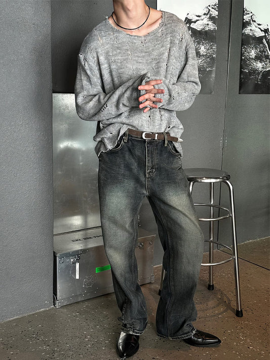 RT No. 12592 KNIT DISTRESSED LONGSLEEVE