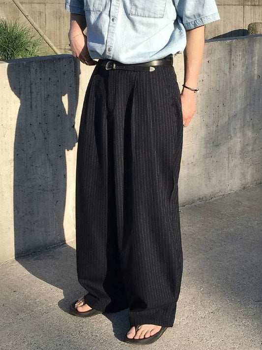 RT No. 32610 PLEATED STRIPED WIDE STRAIGHT PANTS