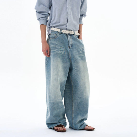 RT No. 29048 WASHED DENIM BAGGY STRAIGHT JEANS