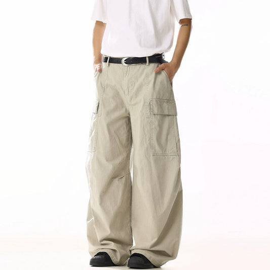 RT No. 19839 CREAM BAGGY STRAIGHT CARGO PANTS
