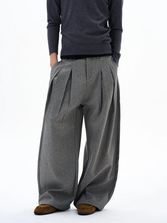 RT No. 29023 GRAY PLEATED BAGGY STRAIGHT PANTS