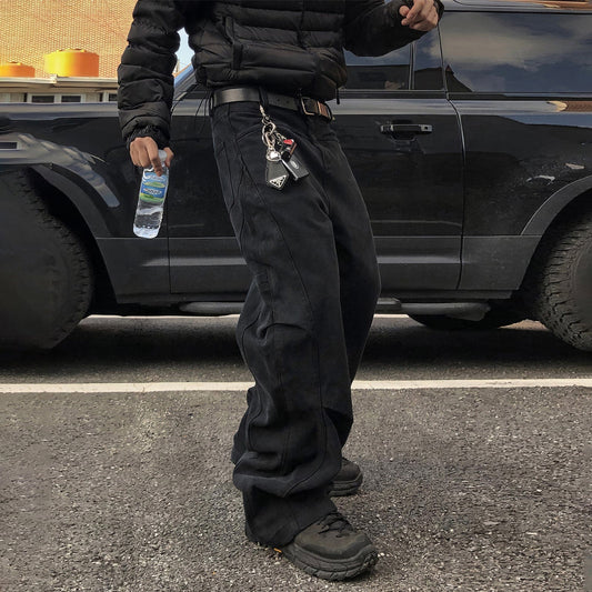 RT No. 12676 BLACK STRAIGHT DENIM JEANS