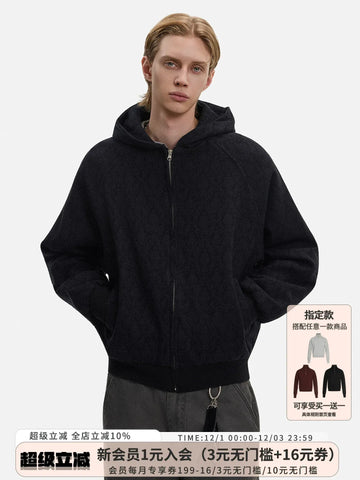 RT No. 50117 DIAMOND PATTERN ZIPPER HOODIE