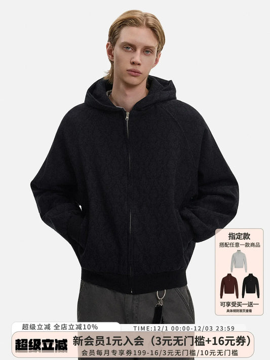 RT No. 50117 DIAMOND PATTERN ZIPPER HOODIE