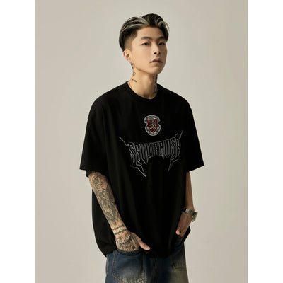 RT No. 11341 EMBROIDERY LETTERED GRAPHIC TEE